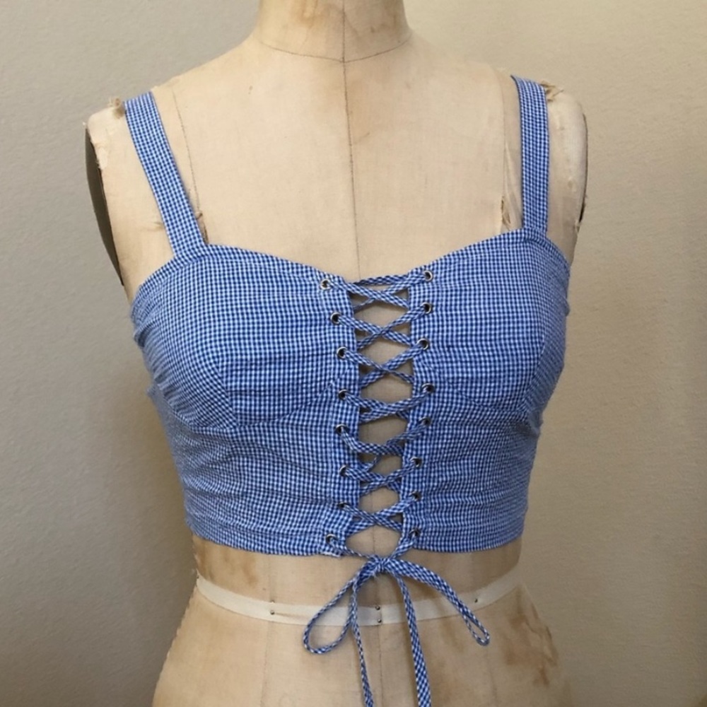 NWT Call Me Eden blue and white top